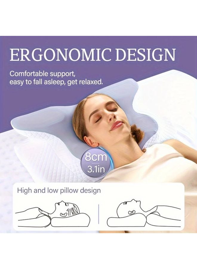 Light Grey Butterfly Ergonomic Pillow For Back And Side Sleepers Neck Support - Image 4
